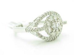 LIV 14KT White Gold Genuine White Diamond Pave Wide Band Halo Design Ring New Gift