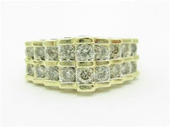 LIV 14k Yellow Gold & Diamonds Graduated Pyramid Design Wide Band Ring Bridal Gift