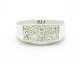 LIV 14KT Solid White Gold Genuine White Diamond Pave Unique Wide Band Design Ring