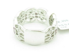 LIV 18KT Solid White Gold Genuine White Diamond & Pink Sapphire Eternity Ring Band Gift