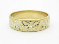 LIV 14k Yellow Gold Diamond Cut Hand Made Butterfly Design 6mm Band Ring