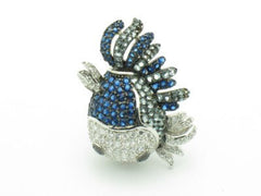 LIV Platinum Silver Diamond Set Unique Fish Design Ring New