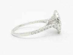 LIV Platinum Sterling Silver Diamond Set Pave White Sapphire Halo Promise Ring Gift