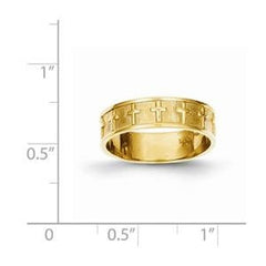 LIV 14k Yellow Gold Diamond Cut Cross Band Ring Hand Made Gift All Size 5.75