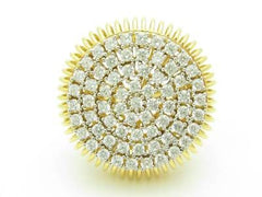 LIV Yellow Gold Sterling Silver Diamond Set White Sapphire Unique Dome Sunburst Ring