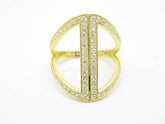LIV Yellow Gold Sterling Silver Diamond Set White Sapphire Wide Band Eternity Ring