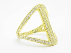 LIV Yellow Gold Sterling Silver Diamond Set White Sapphire Wide Band Eternity Ring
