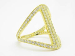 LIV Yellow Gold Sterling Silver Diamond Set White Sapphire Wide Band Eternity Ring