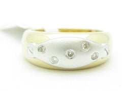 LIV Solid 14KT Yellow Gold Genuine White Diamond Unique Design Wedding Band Ring