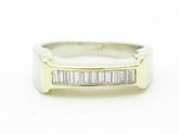 LIV Solid 14KT Yellow Gold Genuine White Diamond Baguette Design Wedding Band Ring