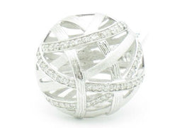 LIV Platinum Silver Genuine White Diamond Hand Set Unique Dome Nest Band Ring