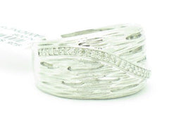 LIV Platinum Silver Genuine White Diamond Pave Set Hand Made Unique Wide Band Ring