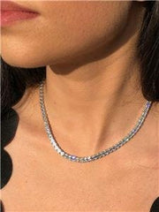 LIV Platinum Sterling Silver White Sapphire Asscher Cut Classic Tennis Necklace Gift