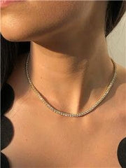 LIV 18k Gold Sterling Silver White Sapphire 4mm Wide Classic Tennis Necklace 16" L