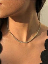 LIV 18k Gold Sterling Silver White Sapphire 4mm Wide Classic Tennis Necklace 16" L