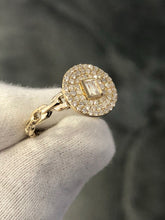 LIV 14k Yellow Gold & Diamonds G/VS Pave Round Halo Design Cable Ring Gift