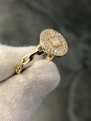 LIV 14k Yellow Gold & Diamonds G/VS Pave Round Halo Design Cable Ring Gift