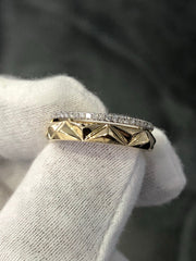 LIV 14k Yellow Gold & Diamonds G/VS Pave Prism Band Halo Design Cable Ring Gift