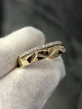LIV 14k Yellow Gold & Diamonds G/VS Pave Prism Band Halo Design Cable Ring Gift