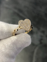 LIV 14k Yellow Gold & Diamonds G/VS Pave Heart Halo Design Band Cable Ring Gift