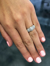 LIV 14k White Gold & Diamonds G/VS1 3 Stone Halo Design Custom Made Ring Gift