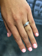 LIV 18k White Gold & Diamonds G/VS1 1.26ct Round Moissanite Engagement Ring