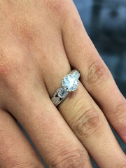 LIV 18k White Gold & Diamonds G/VS1 1.26ct Round Moissanite Engagement Ring