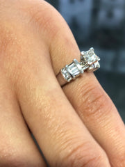 LIV Platinum & Natural Princess Cut Diamond 1.18ct tw Engagement Ring Size 5 Gift