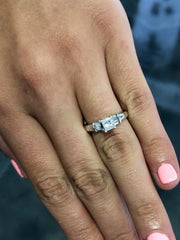 LIV 14k White Gold & Natural Princess Cut Diamond 1.25ct tw Engagement Ring