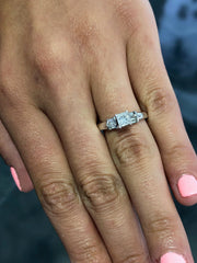 LIV 14k White Gold & Natural Princess Cut Diamond 1.25ct tw Engagement Ring