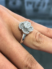 LIV 14k White Gold & Natural Baguette Cut Diamonds 1.25ct tw G/VS1 Halo Ring