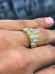 LIV 14k Yellow Gold & Natural Baguette Cut Diamonds 1.20ct tw H/VS1 Band Ring