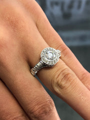 LIV 14k White Gold & Diamonds 1.05ct tw Round Cut G/VS Moissanite Engagement Ring