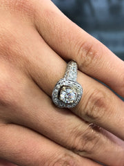 LIV 14k White Gold & Diamonds 1.02ct tw Round Cut G/VS Moissanite Engagement Ring