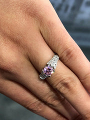 LIV 14k White Gold & Diamonds Round Cut 1ct Pink Sapphire Engagement Ring Gift