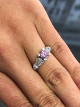 LIV 14k White Gold & Diamonds Round Cut 1ct Pink Sapphire Engagement Ring Gift