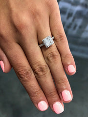 LIV 14k White Gold & Diamonds Princess Cut 2ct White Sapphire Engagement Ring