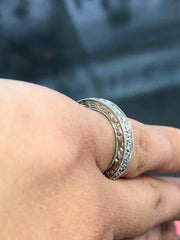 LIV 14k White Gold & Natural Diamonds 1.02ct Eternity Vintage Design Ring