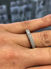 LIV 14k White Gold & Natural Diamonds 0.62ct Pave Set Vintage Style Band Ring