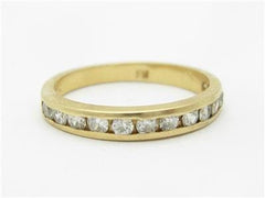 LIV 14k Yellow Gold & Diamonds Channel Set Design Round Diamonds Band Ring