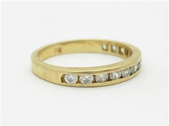 LIV 14k Yellow Gold & Diamonds Channel Set Design Round Diamonds Band Ring