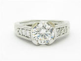 LIV 14k White Gold Genuine White Diamonds Pave White Sapphire Engagement Ring