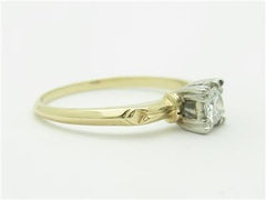 LIV 14k White & Yellow Gold Diamond Solitaire Vintage Design Engagement Ring