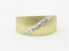 LIV 14k Yellow Gold & Genuine Diamonds Cable Design Wide Band Ring