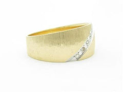 LIV 14k Yellow Gold & Genuine Diamonds Cable Design Wide Band Ring