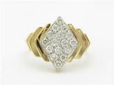 LIV 14k Two Tone Gold & Genuine Diamonds Diamond Shape Pave Band Ring