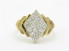 LIV 14k Two Tone Gold & Genuine Diamonds Diamond Shape Pave Band Ring