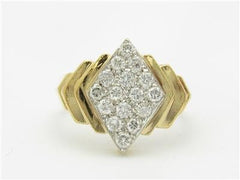 LIV 14k Two Tone Gold & Genuine Diamonds Diamond Shape Pave Band Ring