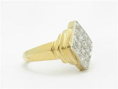 LIV 14k Two Tone Gold & Genuine Diamonds Diamond Shape Pave Band Ring