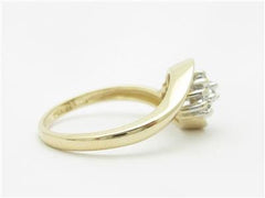 LIV 14k Yellow Gold & Diamonds Cluster Design Pave Band Ring